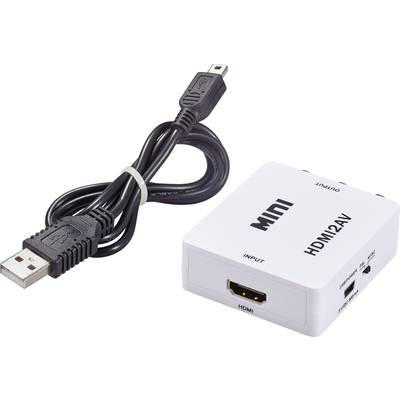 'Convertisseur mini HDMI vers AV et câble USB.'