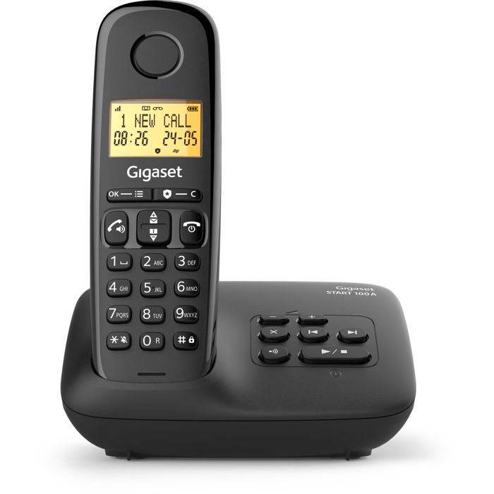 Téléphone Sans Fil Dect Noir Avec Répondeur Gigaset BASIC100ANOIR-0