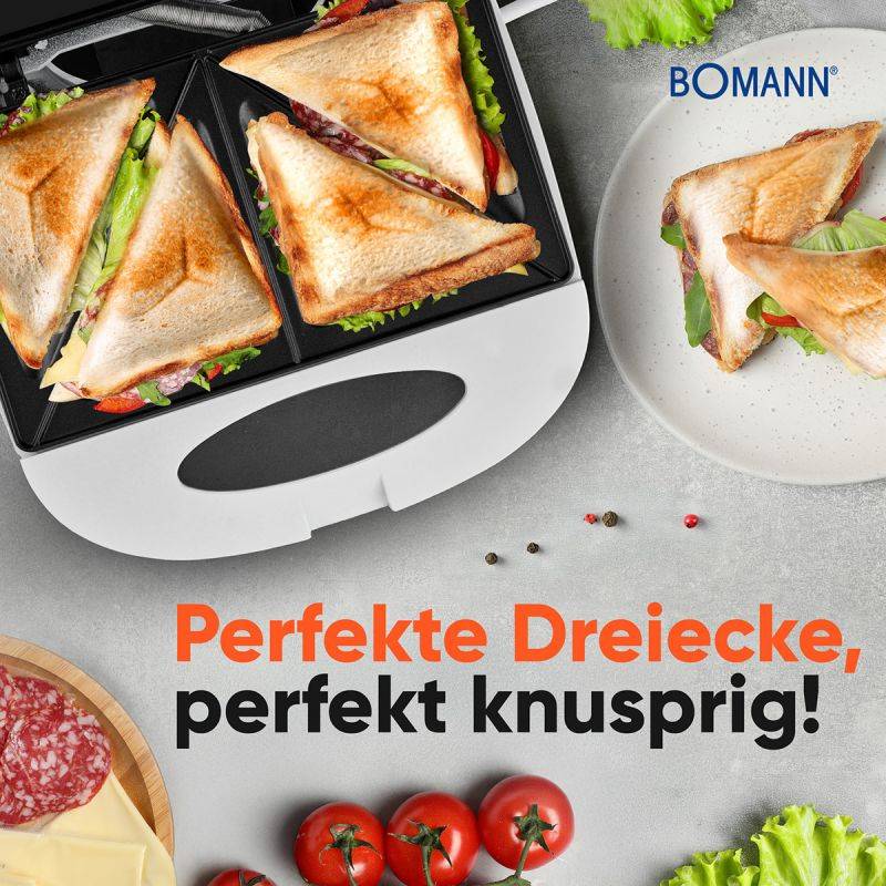 Appareil à Sandwich Croque-monsieur Blanc Bomann ST6073CB-Blanc-2
