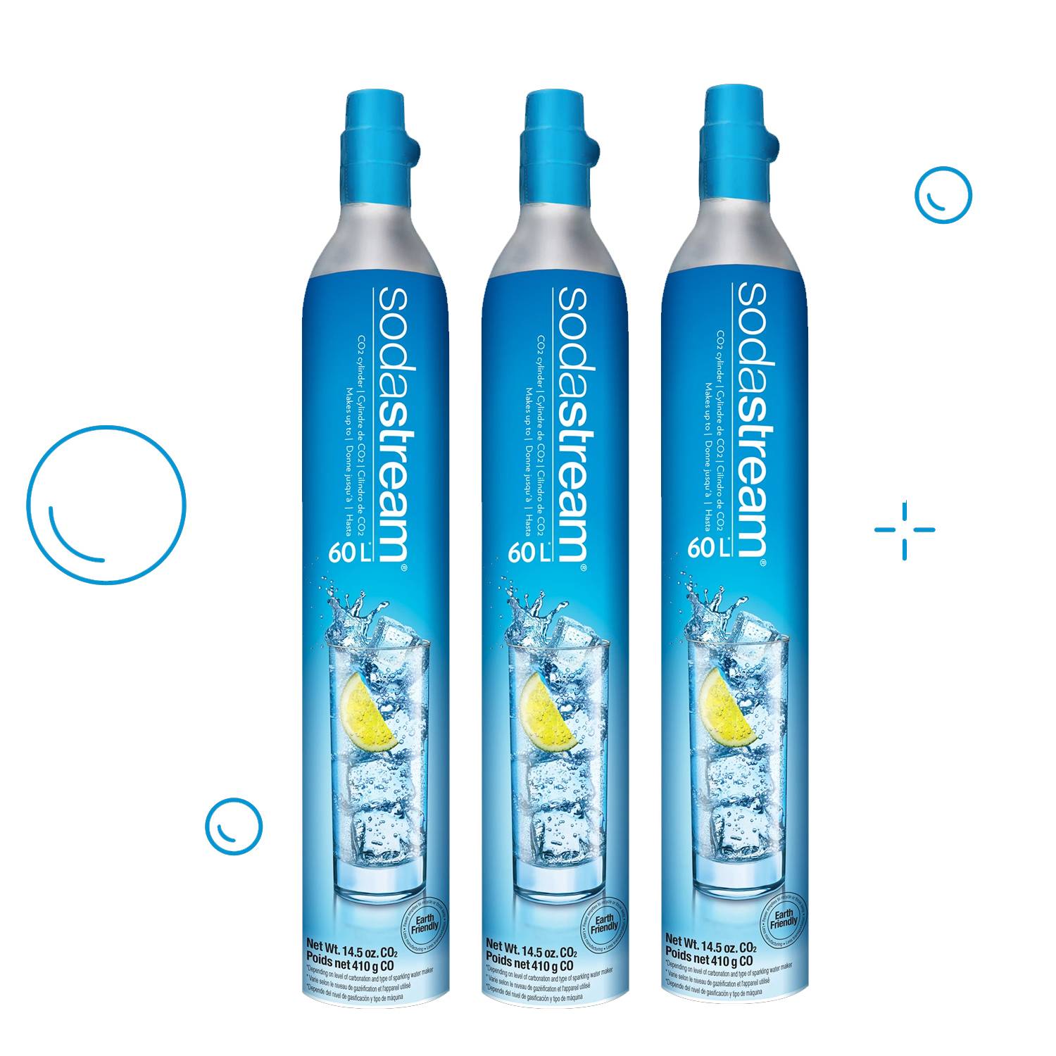 Lot De 3 Cylindres De Recharge De Gaz Co2 60l Pour Machine à Gazéifier Sodastream 3 x cylindre gaz-0
