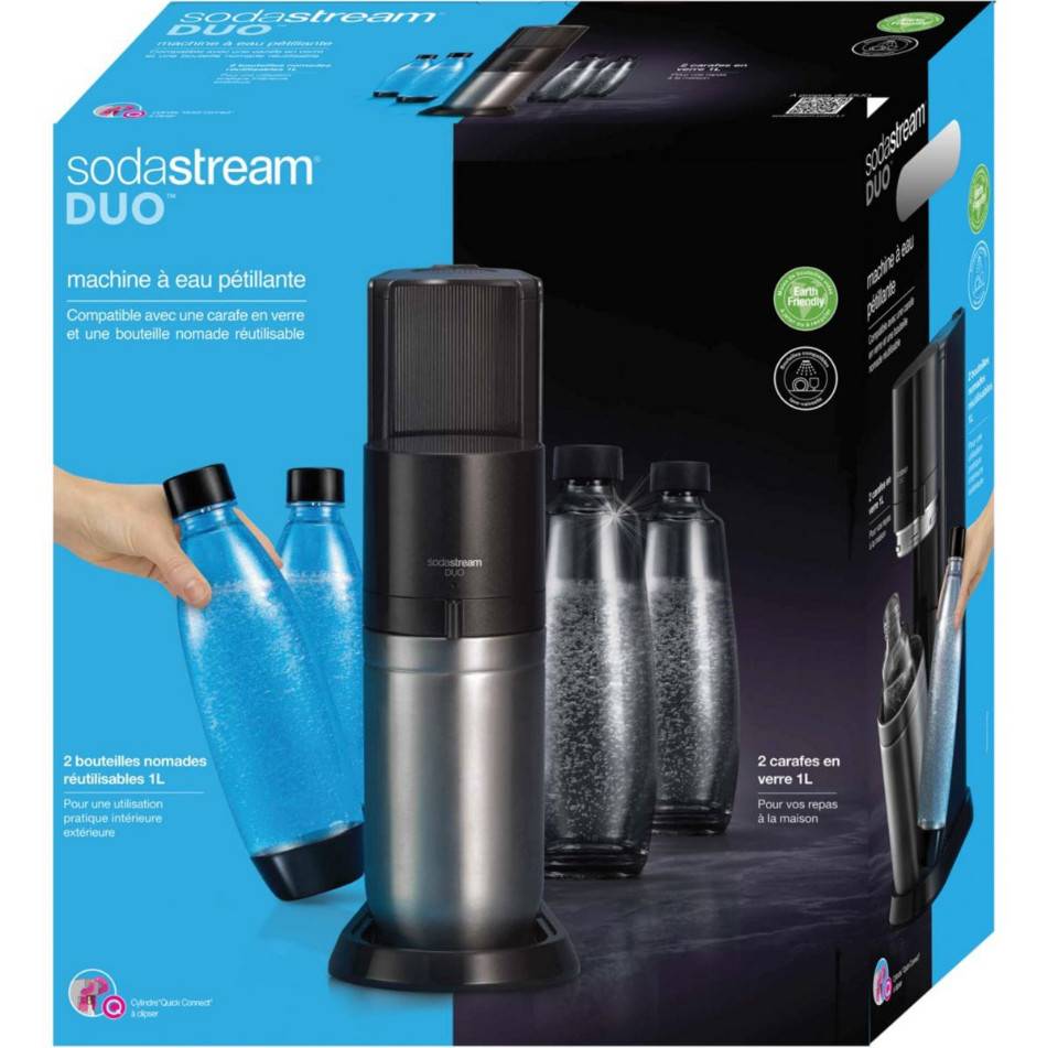 Machine à Gazéifier L'eau + 2 Bouteilles + 1 Cylindre + 2 Carafes Sodastream duoncb-1