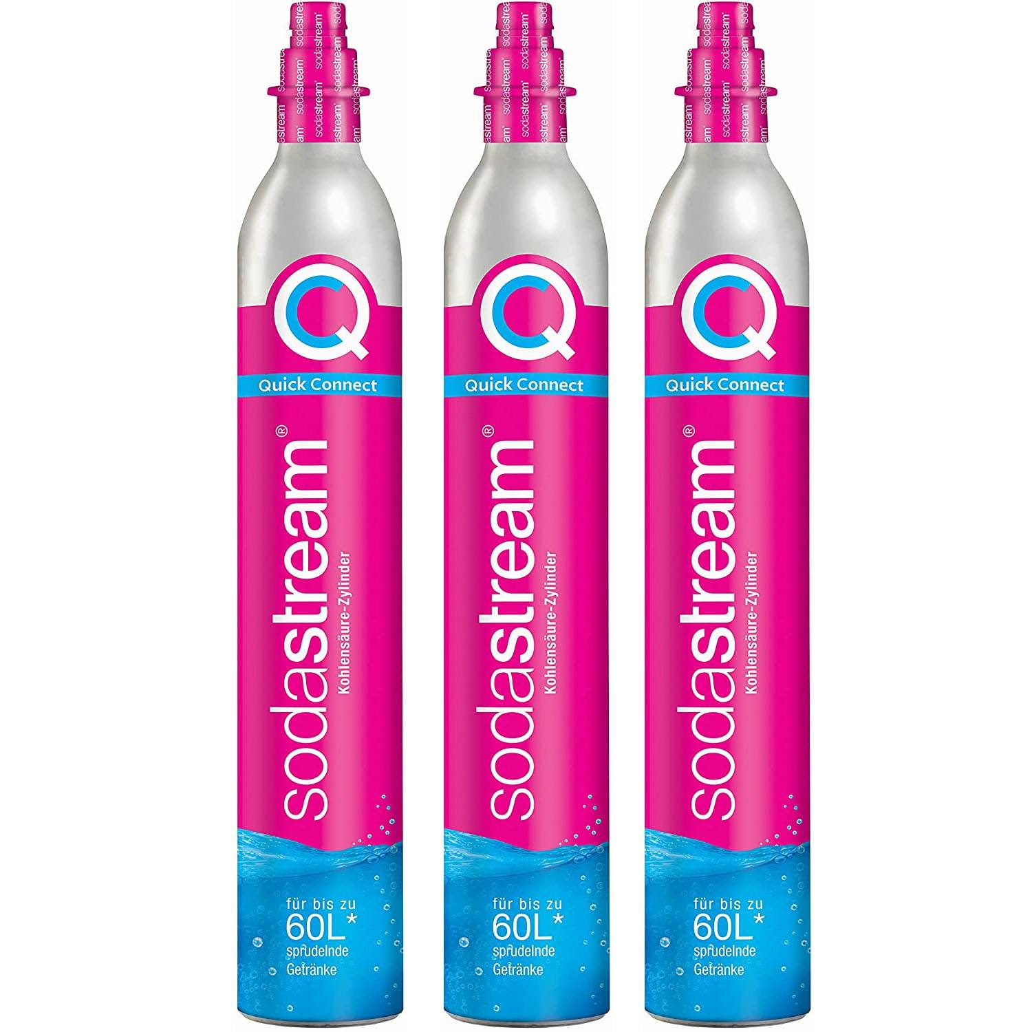 Lot De 3 Cylindres De Gaz Co2 60l Quick Connect Pour Machine à Gazéifier Sodastream 3 x cylindre quick connect-0
