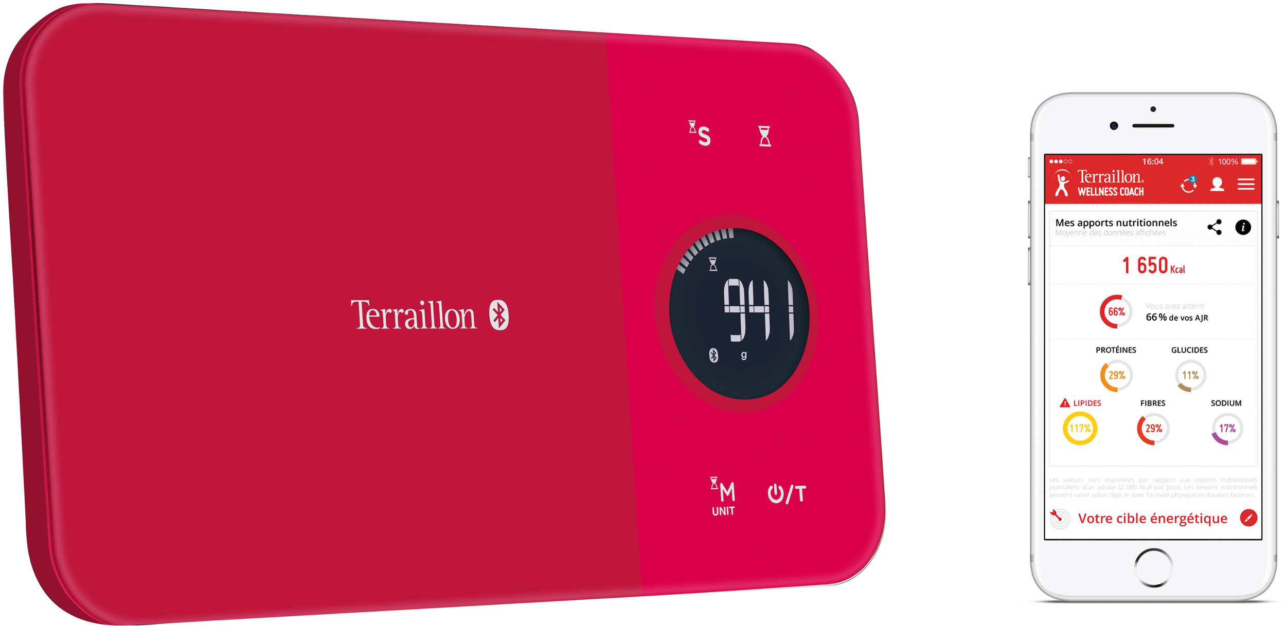 Balance De Cuisine électronique 5kg-1g Rouge Avec Bluetooth Terraillon nutritab cranberry-0