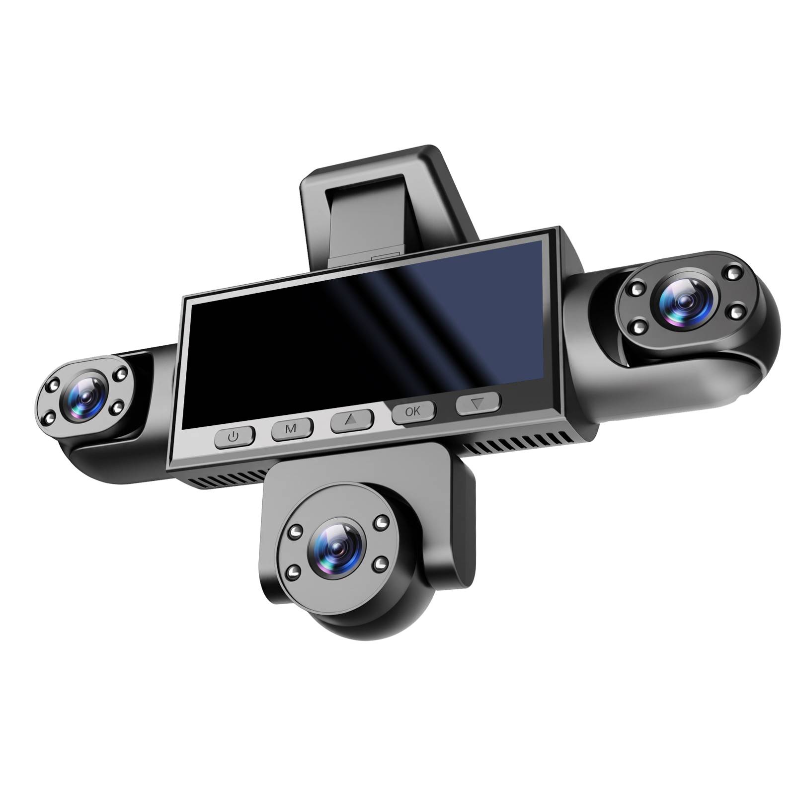Dashcam pour Voiture Full HD 1080P avec Vision 360° et Caméra de Recul-0