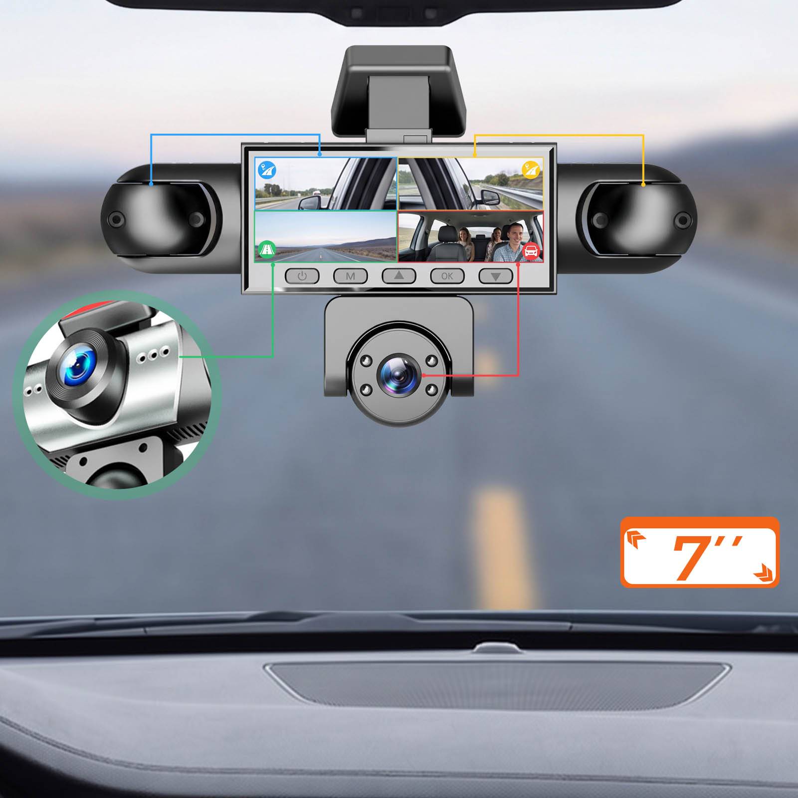 Dashcam pour Voiture Full HD 1080P avec Vision 360° et Caméra de Recul-2