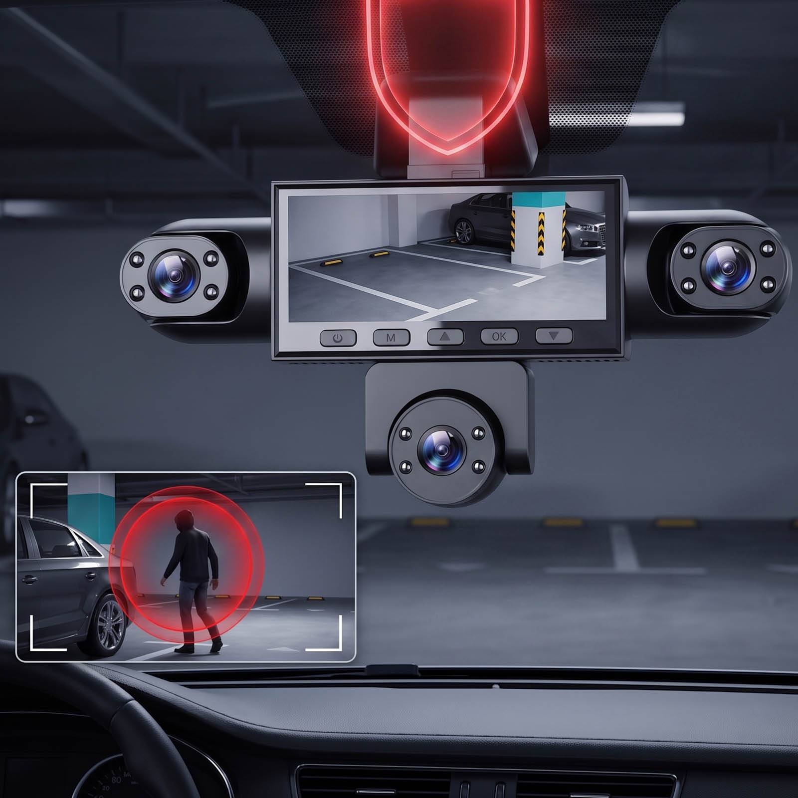 Dashcam pour Voiture Full HD 1080P avec Vision 360° et Caméra de Recul-4