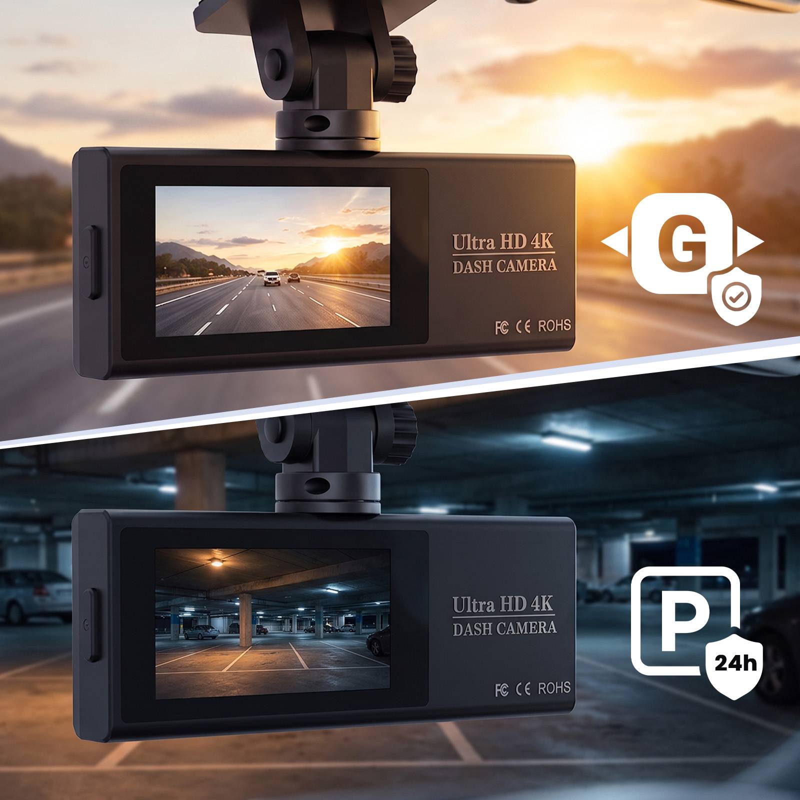 Dashcam pour Voiture WiFi Haute Définition 4K Double Objectif Frontal-4