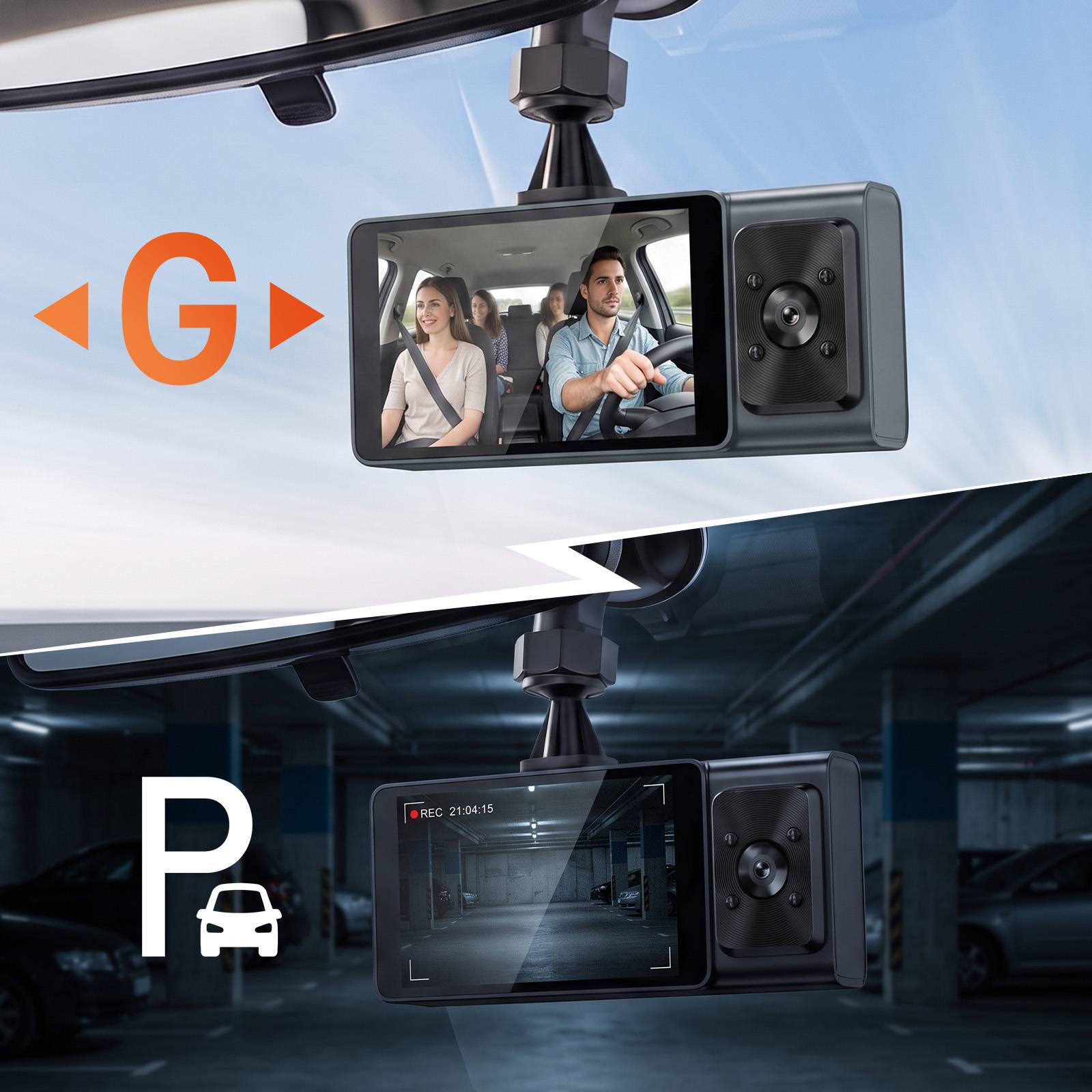 Dashcam pour Voiture Triple Objectif Caméra Full HD avec Vision Nocturne et WiFi-3