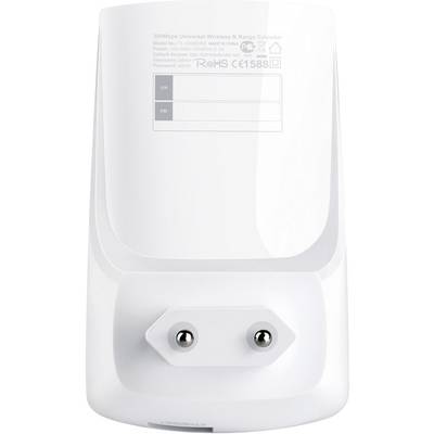 Un répéteur Wi-Fi universel blanc de 300 Mbps avec prise européenne, adapté pour étendre la portée du signal Wi-Fi.