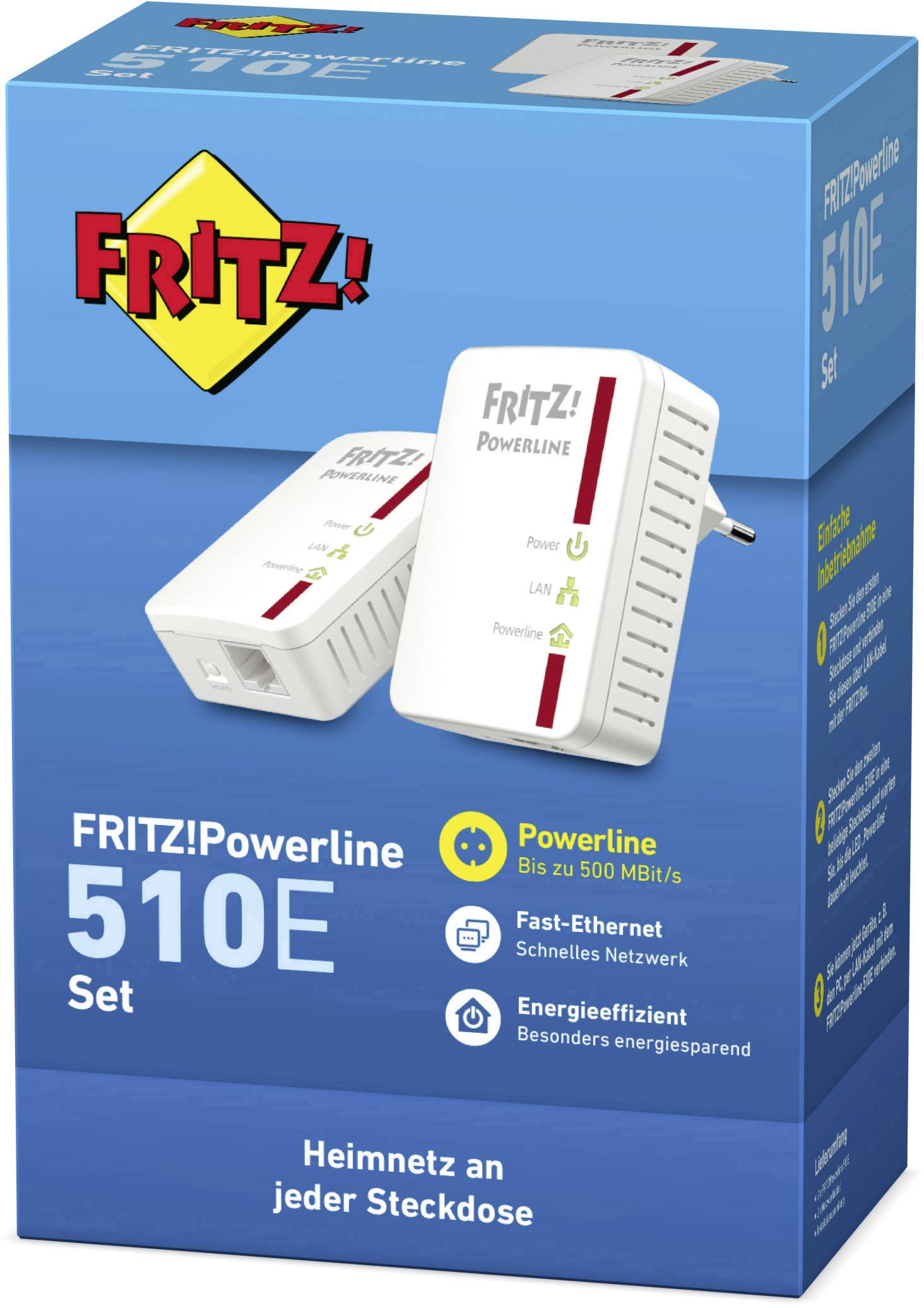 FRITZ! FRITZ!Powerline 510E Set Kit de démarrage CPL 500 MBit/s-2