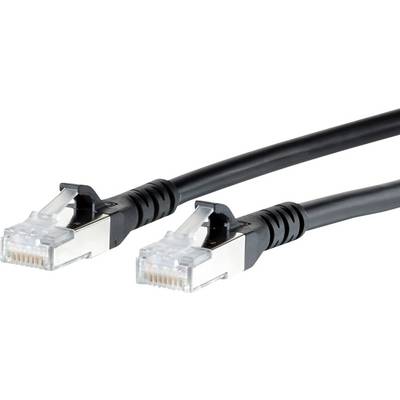 Metz Connect 1308453000-E RJ45 Câble réseau, câble patch CAT 6a S/FTP 3.00 m noir avec cliquet d'encastrement 1 pc(s)
