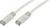 Un câble Ethernet blanc avec deux connecteurs RJ45, utilisé pour les connexions réseau filaires.