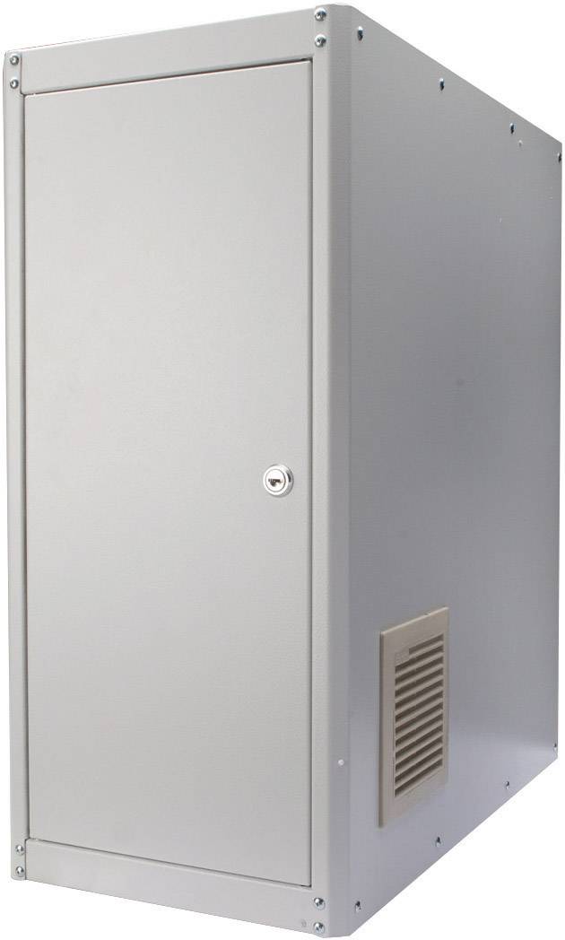 Armoire métallique fermée, avec grille de ventilation sur le côté.