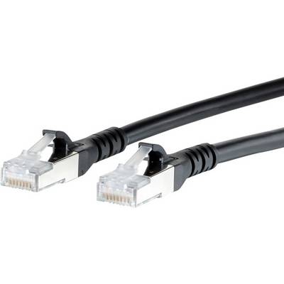 Metz Connect 1308450500-E RJ45 Câble réseau, câble patch CAT 6a S/FTP 0.50 m noir avec cliquet d'encastrement 1 pc(s)