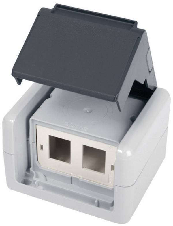 Prise réseau montage apparent (en saillie) CAT 5e, CAT 6, CAT 6a  Telegärtner 100021370 gris