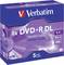 DVD+R DL Verbatim, vitesse 8x, double couche, capacité de stockage de 8,5 Go, 240 minutes, lot de 5.