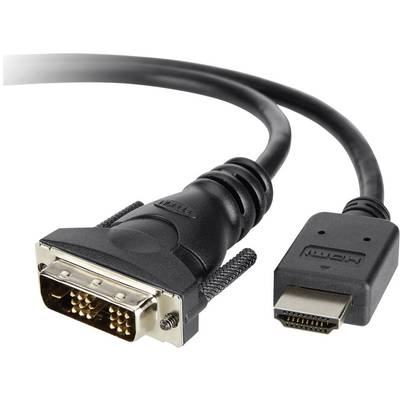 Câble adaptateur Belkin DVI / HDMI Fiche mâle DVI-D 18+1 pôles, Fiche mâle HDMI-A 3.00 m noir F3Y005BT3M contacts dorés,