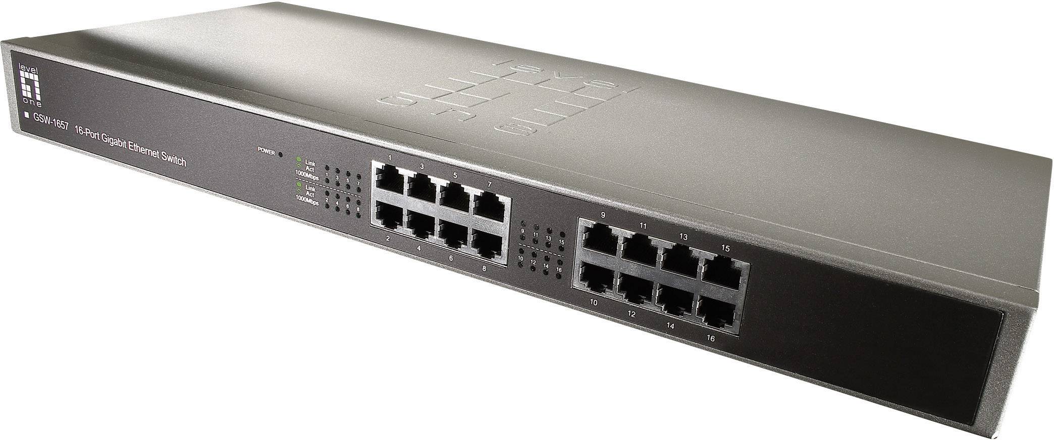 Commutateur réseau LEVELONE 19" 16 Port Gigabit Switch GSW-1657-0
