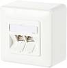 Prise réseau montage apparent (en saillie) CAT 6a 2 ports Metz Connect 130B11D20002-E blanc pur