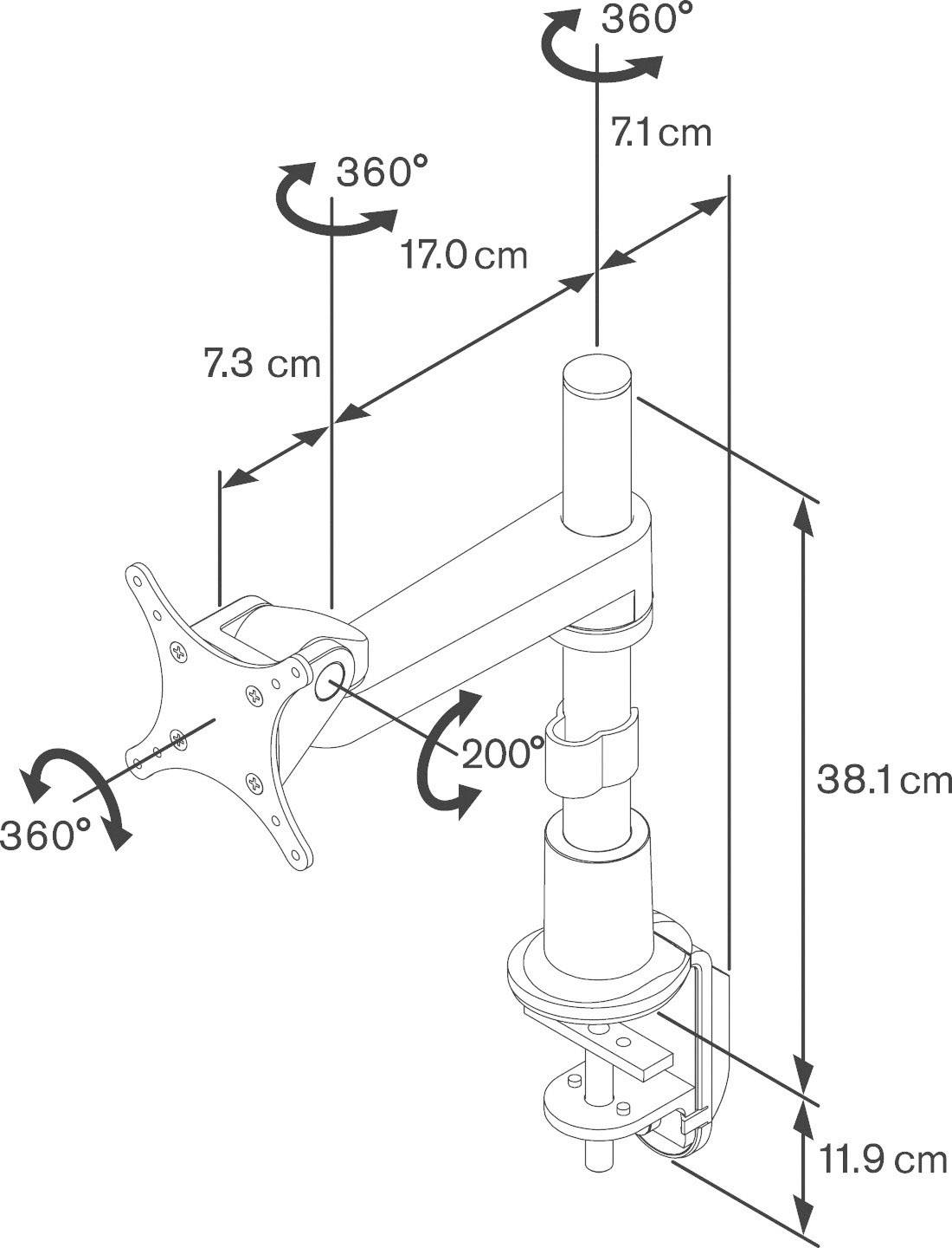 Support de table pour écran Vogel's 7185224 25,4 cm (10") - 66,0 cm (26") inclinable, mobile, rotatif argent-5