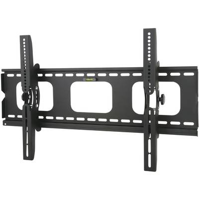 Support mural pour téléviseurs à écran plat en métal noir, réglable avec possibilités d'inclinaison, adapté aux grands écrans.