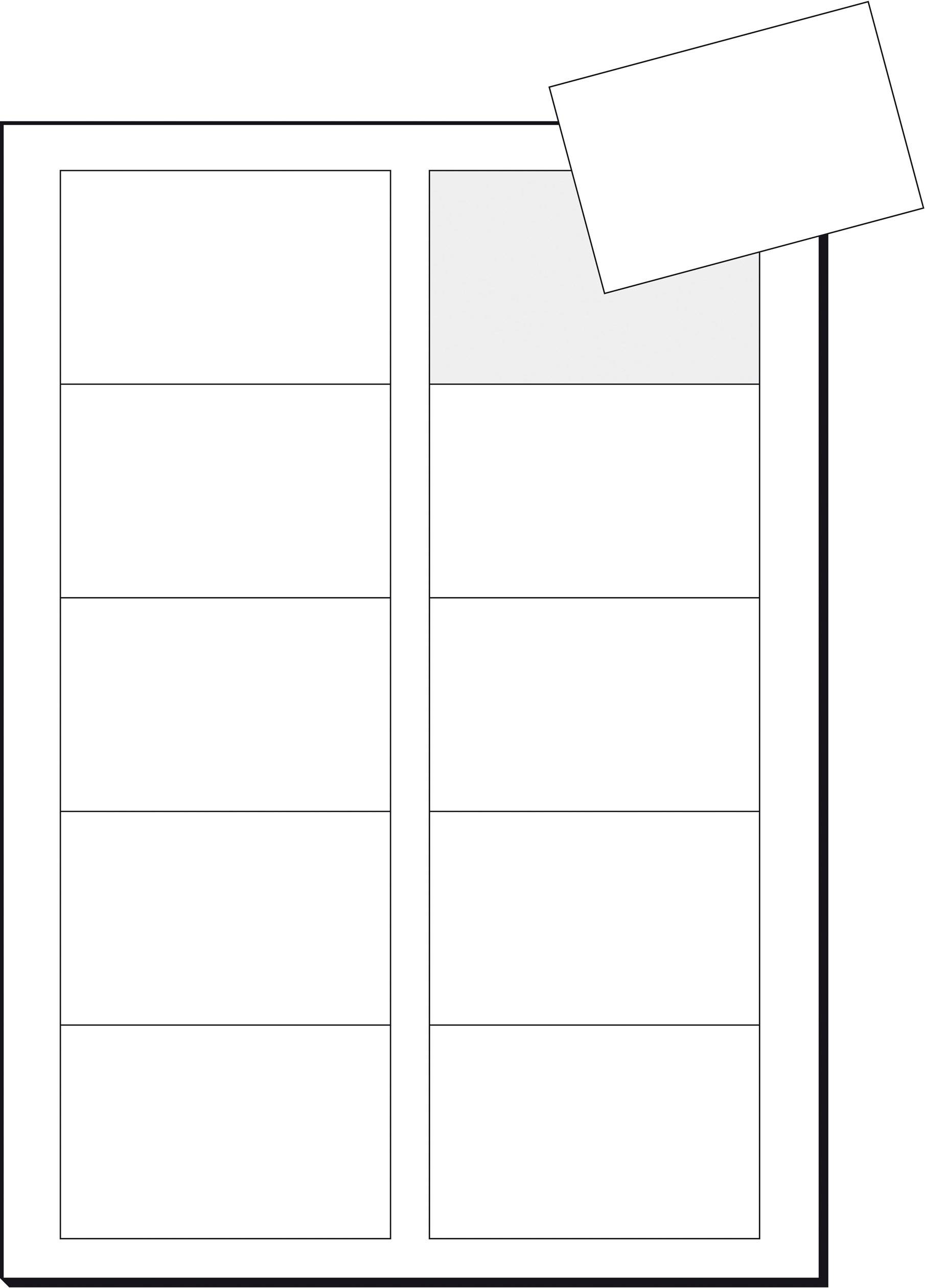 Tableau à deux colonnes et dix lignes, avec un rectangle vide dans le coin supérieur droit, se chevauchant ; possibilité d'un champ d'annexe supplémentaire.