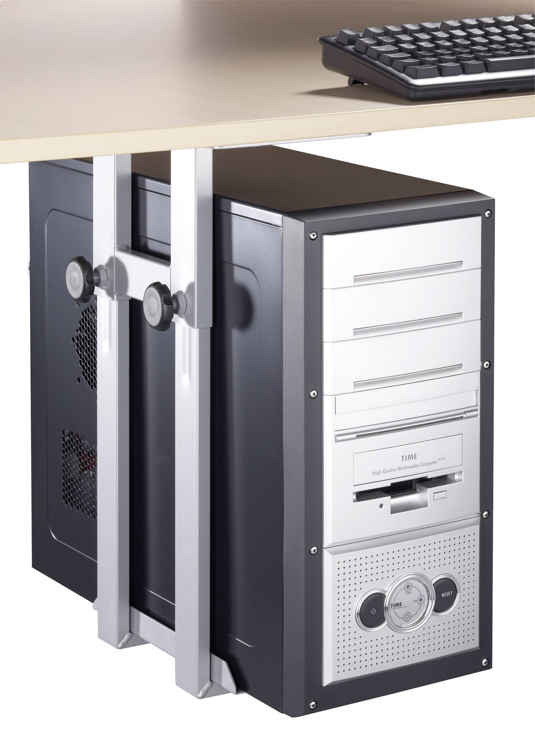 Support De Pc Pour Fixation Sous Le Bureau Iph002 S Gris Argent Conrad Fr