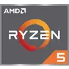 Logo : AMD Ryzen 5, fond gris-orange avec le logo AMD en haut à gauche, un '5' orange en bas à droite, grand lettrage 'RYZEN' au centre.