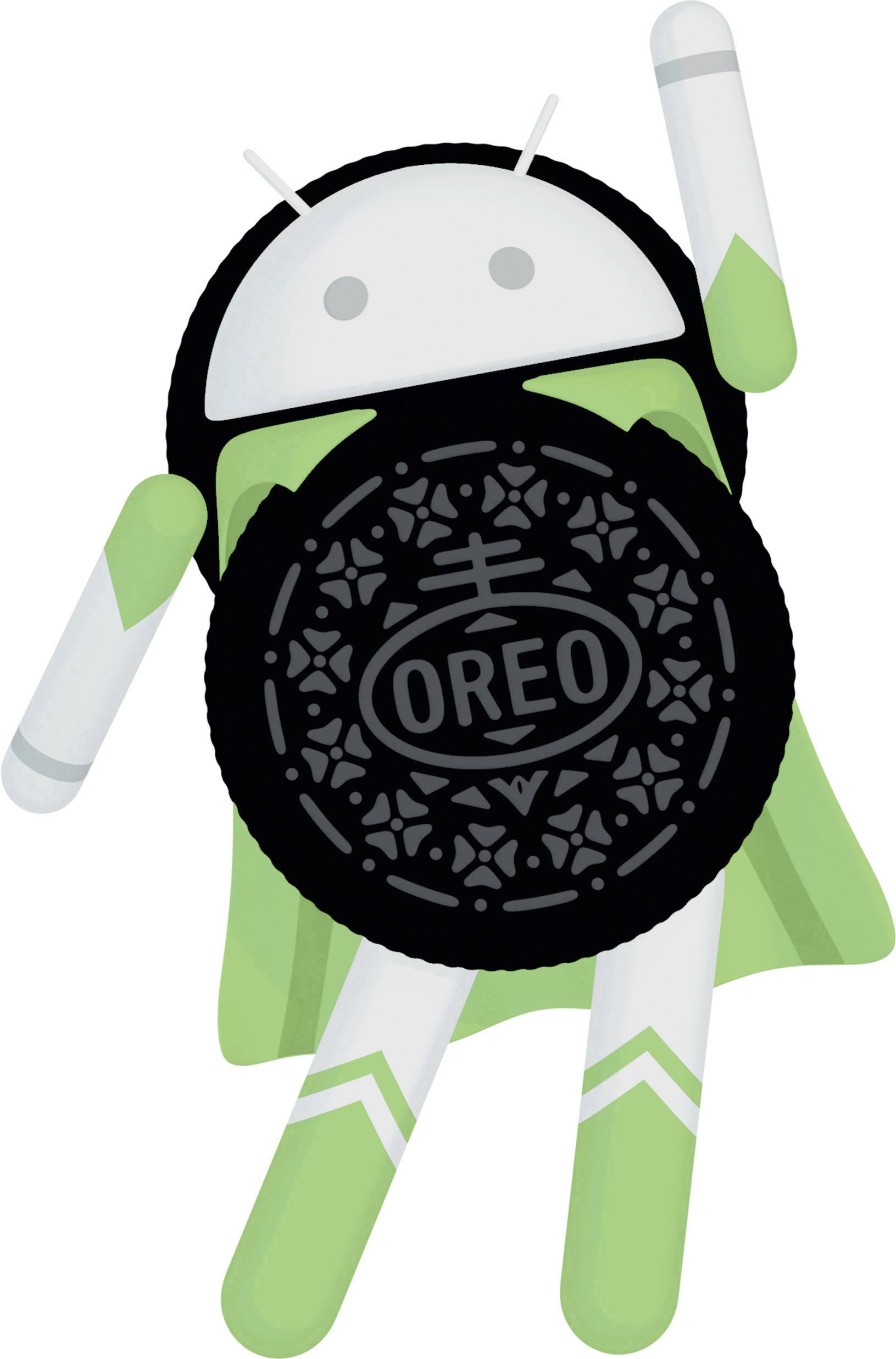 Une figure robotique en blanc portant une cape verte tient une grande représentation d'un biscuit Oreo, représentant un concept ou un thème technique.