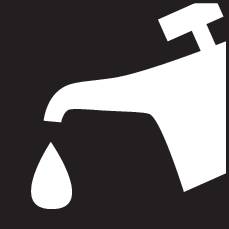 Robinet avec une goutte d'eau. Symbolise l'économie d'eau ou l'utilisation de l'eau.
