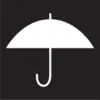 Un symbole de parapluie noir sur fond blanc.
