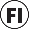 Un cercle noir et blanc avec les lettres 'FI' au centre.