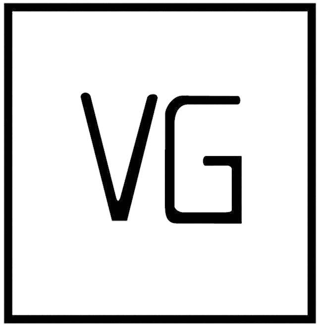 L'image présente un logo carré avec les lettres 'VG' dans un style typographique moderne, encadré par un fin contour noir.