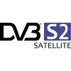 Logo portant l'inscription 'DVB-S2 SATELLITE', indiquant la réception de télévision numérique par satellite.