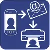 Un symbole représente un smartphone envoyant un e-mail et un appareil imprimant une photo. Le thème est l'envoi et l'impression d'images numériques.