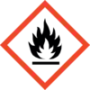 Symbole de danger d'inflammabilité : Flamme dans un contour losangé. Avertissement contre les substances inflammables.
