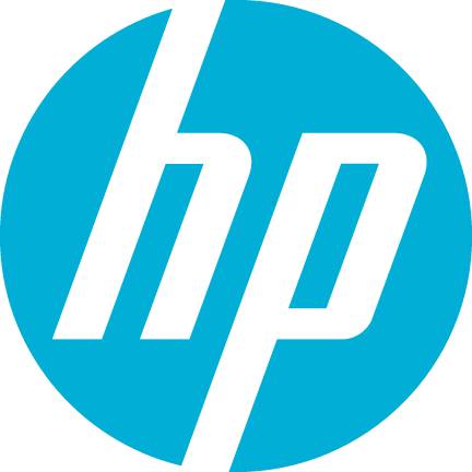 Logo de la marque HP, fond orange circulaire avec les lettres minuscules blanches 'h' et 'p' centrées.