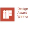 Logo "Lauréat du Prix iF Design" sur fond rouge.