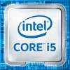 Logo du processeur Intel Core i5. Argenté avec le texte Intel en bleu, sur un fond représentant la technologie informatique.