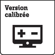 Disponible étalonné, symbole d'un moniteur avec des signes plus et moins indiquant la disponibilité d'appareils étalonnés.