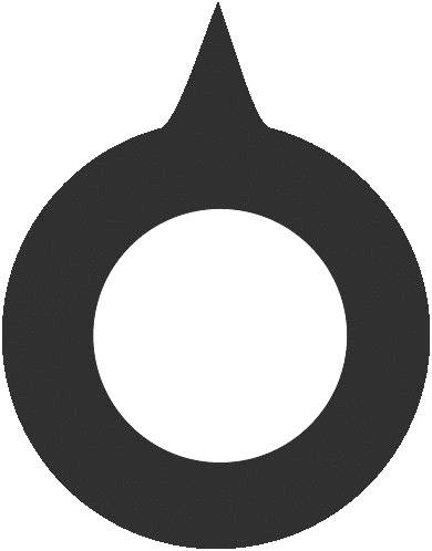 Un symbole de cercle noir avec une flèche pointant vers le haut sur un fond blanc.