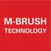 'Fond rouge avec texte blanc : TECHNOLOGIE M-BRUSH.'