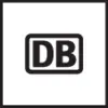 L'image présente le logo de la Deutsche Bahn. Il est composé des lettres 'DB' en blanc sur un fond rouge.