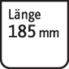 'Panneau avec inscription : Longueur 185 mm.'
