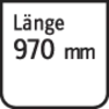 « Longueur 970 mm » est écrit en lettres blanches sur un fond noir.