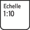 L'échelle 1:10 est écrite en noir sur un fond blanc.