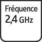 Symbole portant l'inscription « Fréquence 2,4 GHz », indique la plage de fréquence de fonctionnement.