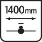 Le symbole représente un avion avec une double flèche au-dessus, accompagné de l'indication '1400 mm', qui représente l'envergure.