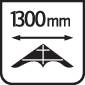 Panneau avec l'inscription « 600 m » et une double flèche au-dessus. Un symbole de sommet en dessous.