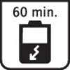 '66 min.' affiché au-dessus d'un symbole de réveil stylisé, probablement une indication de la durée restante d'une activité.